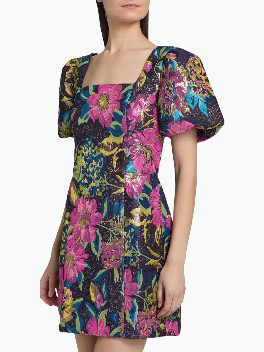 NWT Lilly Pulitzer Booker Brocade Floral Puff-Sleeve Romper/Mini Dress Size 14 - Picture 4 of 8